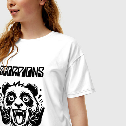 Женская футболка оверсайз Scorpions - rock panda / Белый – фото 3
