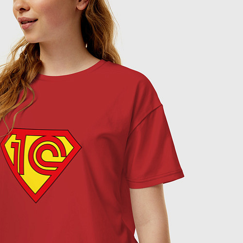 Женская футболка оверсайз Супер 1cмен / Красный – фото 3
