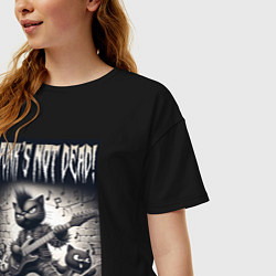 Футболка оверсайз женская Black kitten - punks not dead, цвет: черный — фото 2