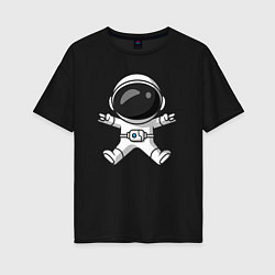 Футболка оверсайз женская Spaceman rock, цвет: черный