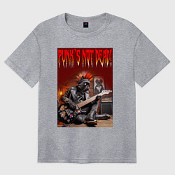 Футболка оверсайз женская Котяра гитарист - панк не умер, цвет: меланж