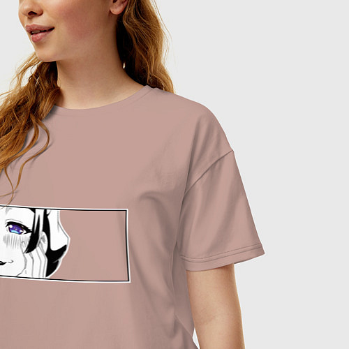 Женская футболка оверсайз Взгляд Мао Мао / Пыльно-розовый – фото 3