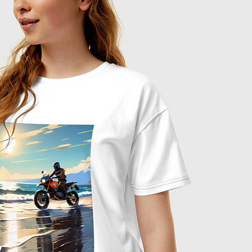 Женская футболка оверсайз On the beach / Белый – фото 3