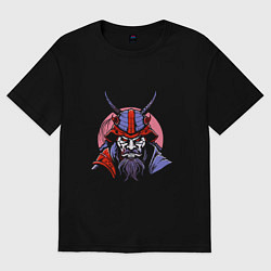 Футболка оверсайз женская Samurai evil face, цвет: черный