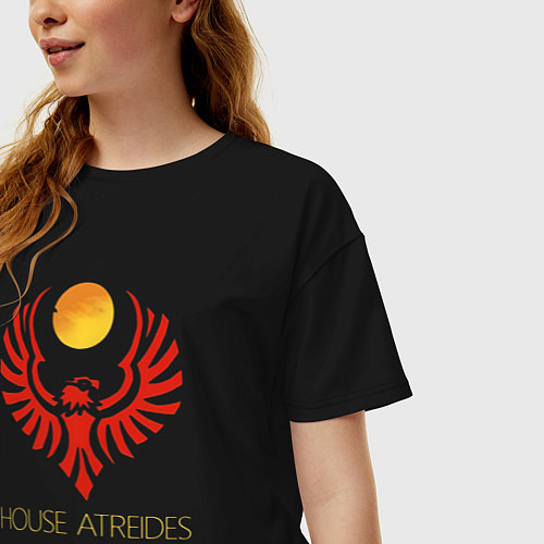 Женская футболка оверсайз Дом Атрейдес из фильма Дюна / Черный – фото 3