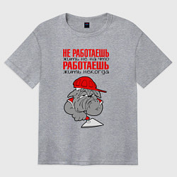 Футболка оверсайз женская Бульдог - философ, цвет: меланж