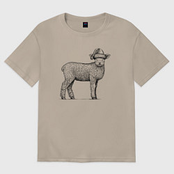 Футболка оверсайз женская Ягненок новогодний, цвет: миндальный