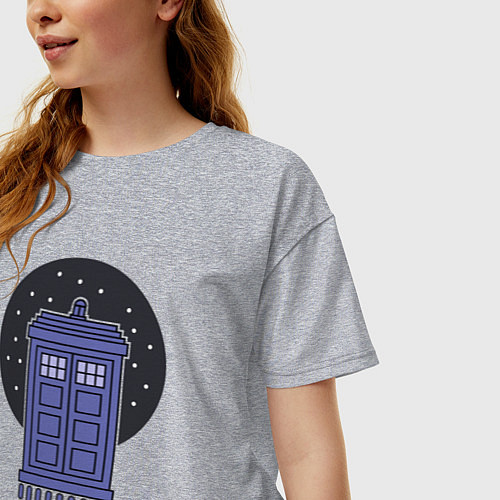 Женская футболка оверсайз Tardis fly / Меланж – фото 3