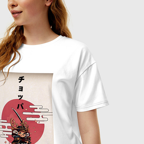 Женская футболка оверсайз Тони Тони Чоппер самурай / Белый – фото 3