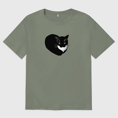 Женская футболка оверсайз Кот Максвел / Авокадо – фото 1