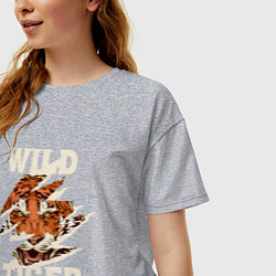 Футболка оверсайз женская Дикий тигр арт, цвет: меланж — фото 2