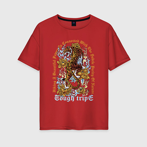 Женская футболка оверсайз Eough tripe / Красный – фото 1