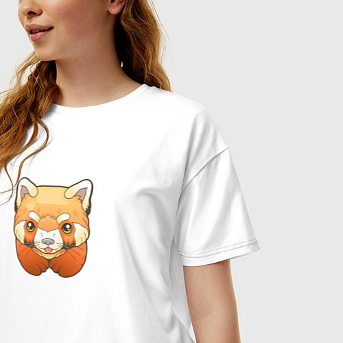 Женская футболка оверсайз Маленькая красная панда / Белый – фото 3