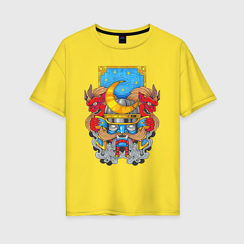 Женская футболка оверсайз Грозный самурай / Желтый – фото 1