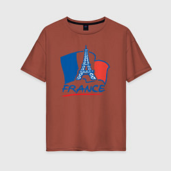 Футболка оверсайз женская France, цвет: кирпичный