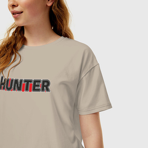 Женская футболка оверсайз Hunter / Миндальный – фото 3