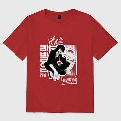 Футболка оверсайз женская Поднятие уровня в одиночку Граффити, цвет: красный