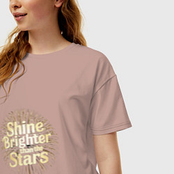 Футболка оверсайз женская Shine brighter than the stars, цвет: пыльно-розовый — фото 2