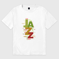 Футболка оверсайз женская Джазовые стили в цвете, цвет: белый