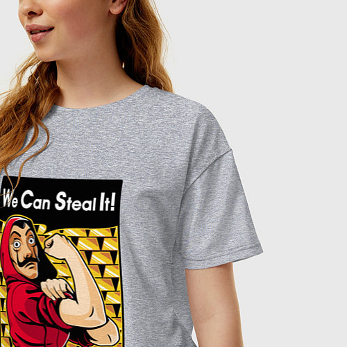 Женская футболка оверсайз We can steal it / Меланж – фото 3