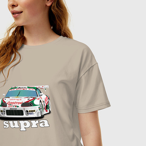 Женская футболка оверсайз Toyota Supra Castrol 36 / Миндальный – фото 3