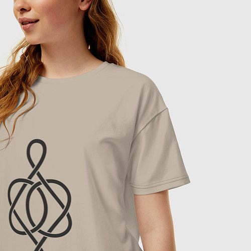 Женская футболка оверсайз Кельтский черный узор / Миндальный – фото 3
