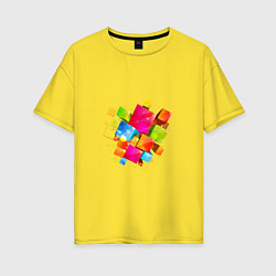 Футболка оверсайз женская Цветные квадраты, цвет: желтый