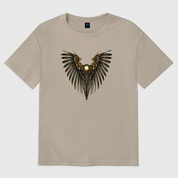 Футболка оверсайз женская Знак крыльев, цвет: миндальный