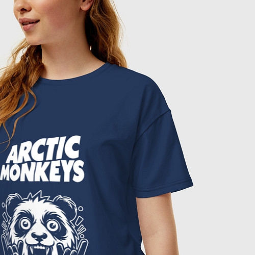 Женская футболка оверсайз Arctic Monkeys rock panda / Тёмно-синий – фото 3