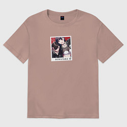 Футболка оверсайз женская Фото Анны и Кётаро - опасность в моём сердце, цвет: пыльно-розовый