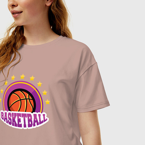 Женская футболка оверсайз Basket stars / Пыльно-розовый – фото 3