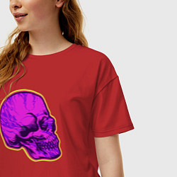 Футболка оверсайз женская Пурпурный череп, цвет: красный — фото 2
