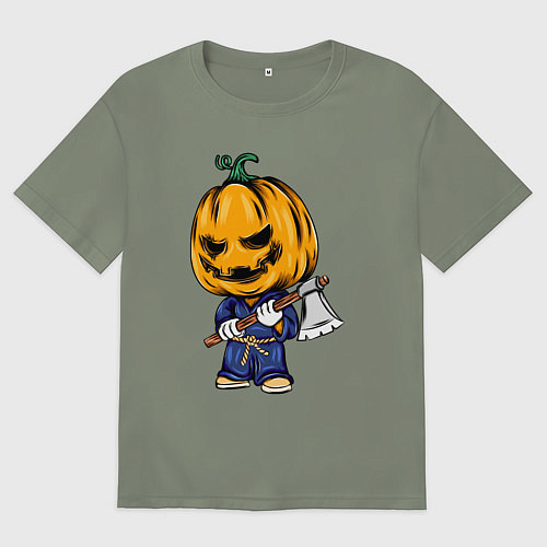 Женская футболка оверсайз Тыква с топором / Авокадо – фото 1