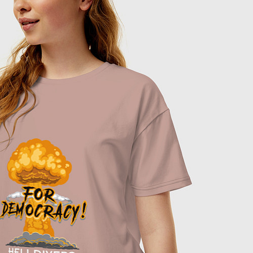 Женская футболка оверсайз Helldivers: For Democracy / Пыльно-розовый – фото 3
