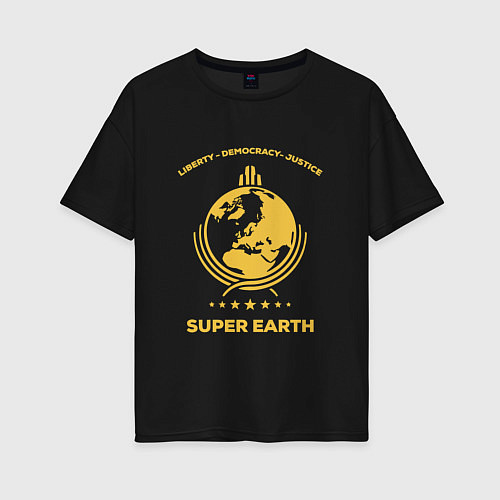 Женская футболка оверсайз Helldivers: Super Earth / Черный – фото 1