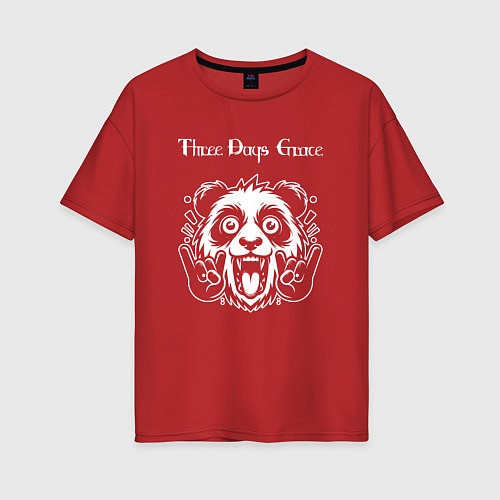 Женская футболка оверсайз Three Days Grace rock panda / Красный – фото 1