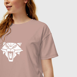 Футболка оверсайз женская Знак школы кота с потертостями - Ведьмак 3, цвет: пыльно-розовый — фото 2