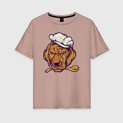 Футболка оверсайз женская Chef dog, цвет: пыльно-розовый