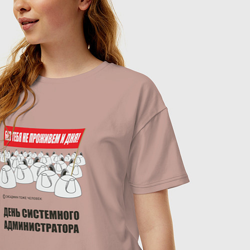 Женская футболка оверсайз День системного администратора / Пыльно-розовый – фото 3
