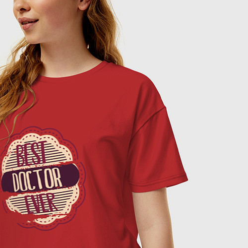 Женская футболка оверсайз Лучший доктор на свете / Красный – фото 3