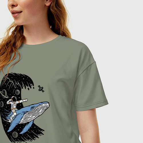 Женская футболка оверсайз Космонавт и кит / Авокадо – фото 3