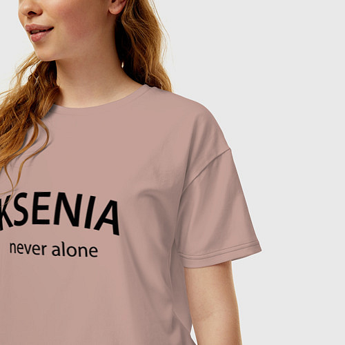 Женская футболка оверсайз Ksenia never alone - motto / Пыльно-розовый – фото 3