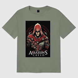 Футболка оверсайз женская Assassins creed профиль игрока, цвет: авокадо