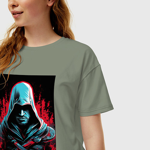Женская футболка оверсайз Assassins creed классика / Авокадо – фото 3