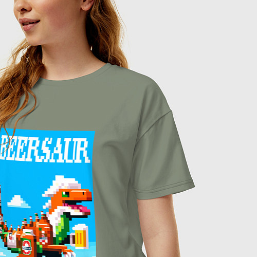 Женская футболка оверсайз Beersaur - pixel art / Авокадо – фото 3