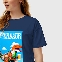 Футболка оверсайз женская Beersaur - pixel art, цвет: тёмно-синий — фото 2