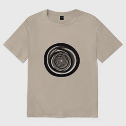 Футболка оверсайз женская Черно белые кольца, цвет: миндальный