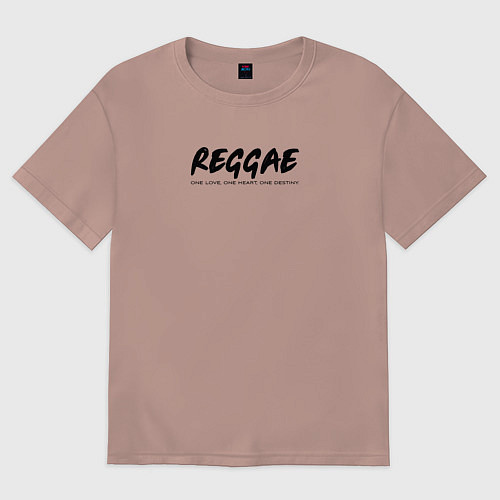 Женская футболка оверсайз Reggae music in black white / Пыльно-розовый – фото 1