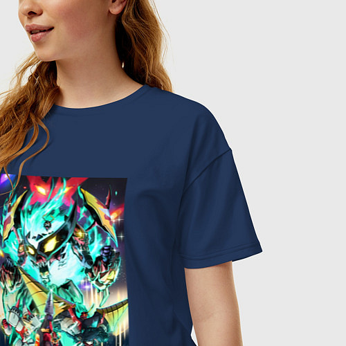Женская футболка оверсайз Гуррен-Дан пронзающий небеса / Тёмно-синий – фото 3