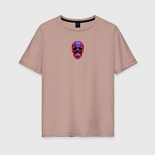 Женская футболка оверсайз Неоновый скелетрон / Пыльно-розовый – фото 1